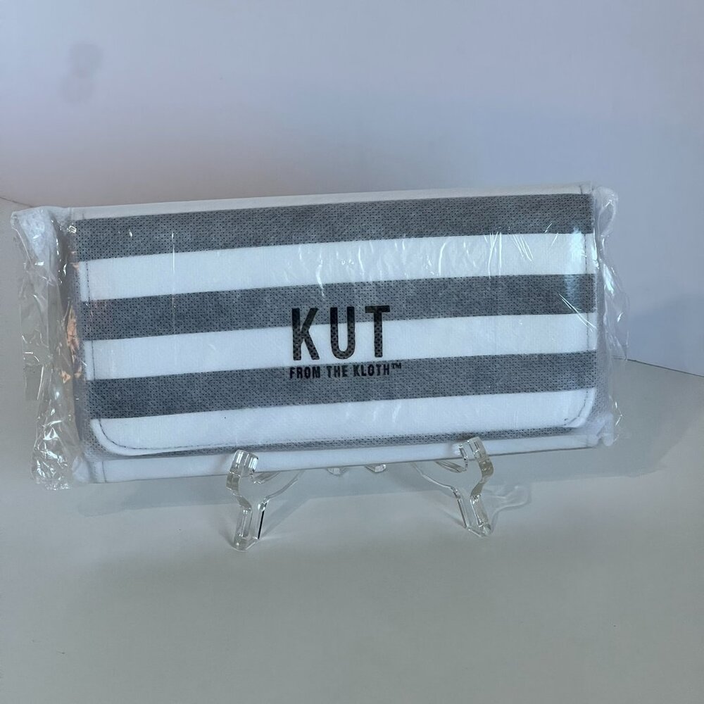 Kut From the Kloth Slim Striped Wallet Black White Vegan Leather FabFitFun NEW